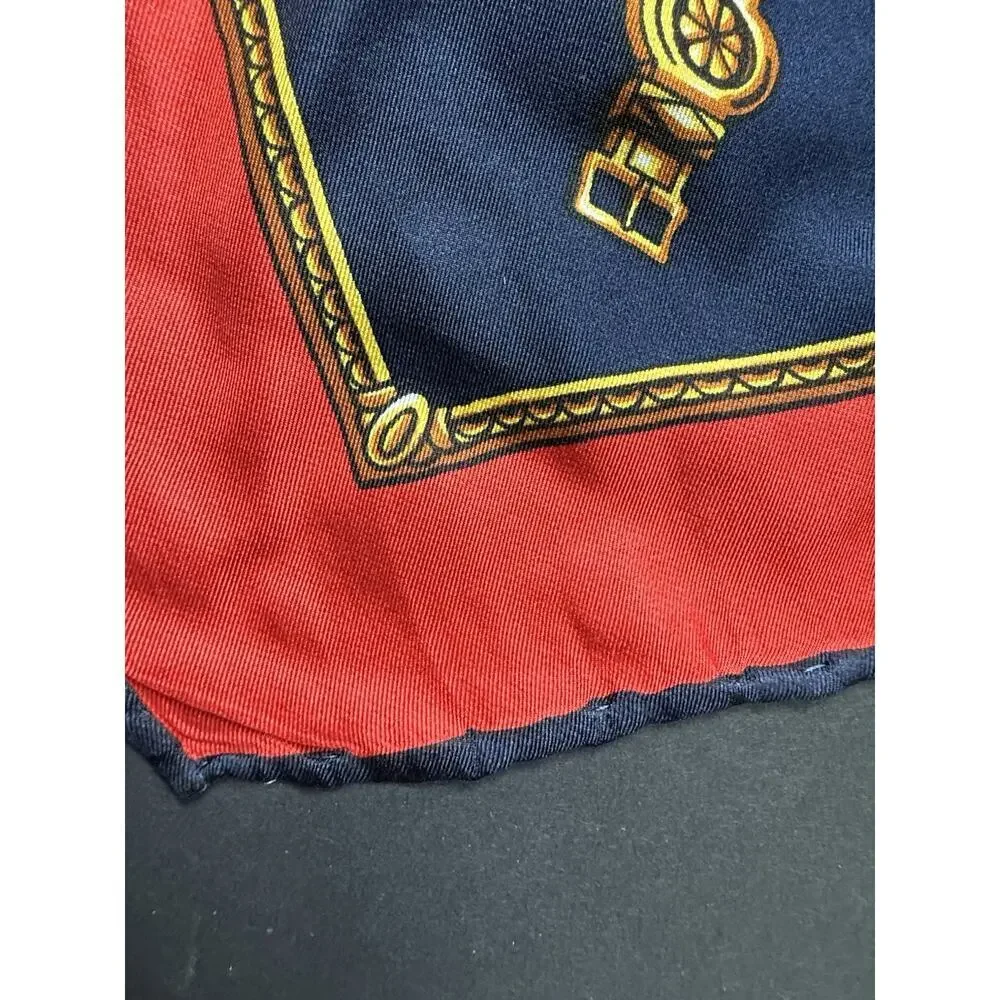 Comtesse De Paris Silk Scarf Vintage Equestrian Red Blue Career Capsule Cocktail